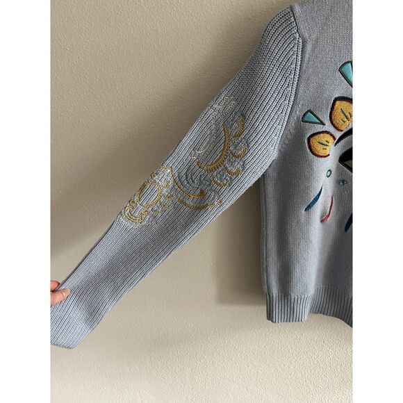 Kenzo Eye Detail Wool Blue Sweater Size M - Picture 5 of 9